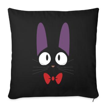 Cute black Jiji cat with red bow tie - Sofa pillowcase 17,3'' x 17,3'' (45 x 45 cm) - black - Front