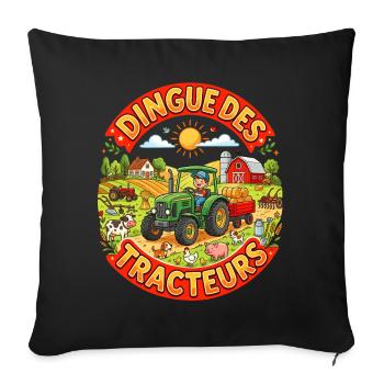 Tracteur enfant tracteur humour ferme campagne - Housse de coussin décorative 45 x 45 cm - noir - Devant