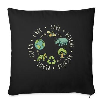 Save Rescue Recycle Nettoyage des plantes Entretien - Housse de coussin décorative 45 x 45 cm - noir - Devant