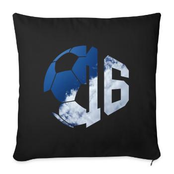 NON. 16 FOOTBALLEUR NUMÉRO 16 FOOTBALL 16E ANNIVERSAIRE - Housse de coussin décorative 45 x 45 cm - noir - Devant
