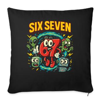 Six Seven 67 Italian Brainrot Nerd Humor Funny - Sofa pillowcase 17,3'' x 17,3'' (45 x 45 cm) - black - Front