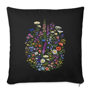 Fleurs sauvages Fleurs Fleurs Jardin botanique naturel - Housse de coussin décorative 45 x 45 cm - noir - Devant