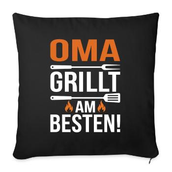 Oma Grillt Am Besten - Sofakissenbezug 45 x 45 cm - Schwarz - Vorne
