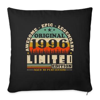 1996 Vintage Cadeau D'anniversaire Homme Femme - Housse de coussin décorative 45 x 45 cm - noir - Devant