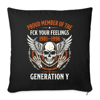 Ailes de crâne de la génération Y 1981-1996 - Housse de coussin décorative 45 x 45 cm - noir - Devant
