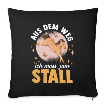 Reiten Pferdeliebhaber Reiterhof Pferde - Sofakissenbezug 45 x 45 cm - Schwarz - Vorne