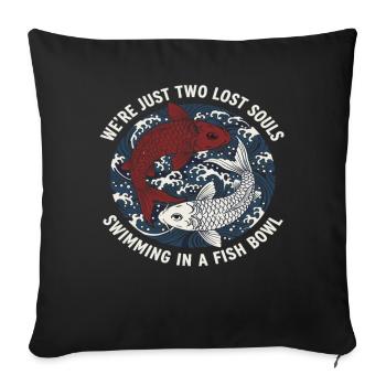 Tatouage du poisson koi au Japon - Housse de coussin décorative 45 x 45 cm - noir - Devant