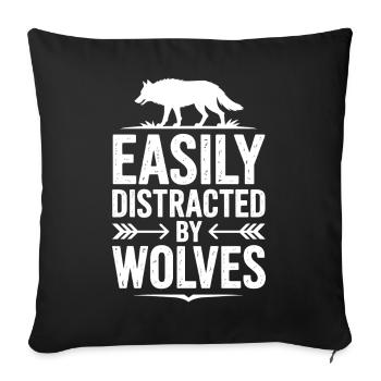 Wolf Sprüche Wölfe Lustiges Wolf Geschenk - Sofakissenbezug 45 x 45 cm - Schwarz - Vorne