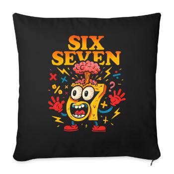 Six Seven 67 Italian Brainrot Nerd Humor Funny - Sofa pillowcase 17,3'' x 17,3'' (45 x 45 cm) - black - Front