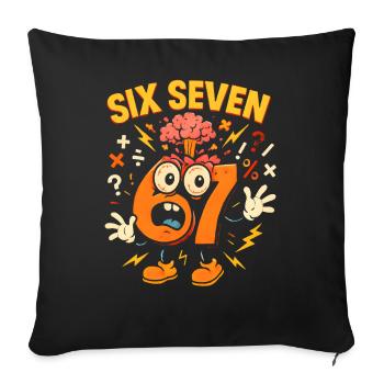 Six Seven 67 Italian Brainrot Nerd Humor Funny - Sofa pillowcase 17,3'' x 17,3'' (45 x 45 cm) - black - Front