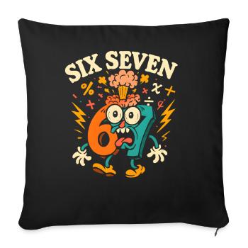Six Seven 67 Italian Brainrot Nerd Humor Funny - Sofa pillowcase 17,3'' x 17,3'' (45 x 45 cm) - black - Front