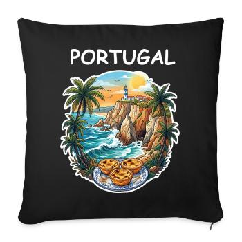 Falaises du Portugal - Housse de coussin décorative 45 x 45 cm - noir - Devant