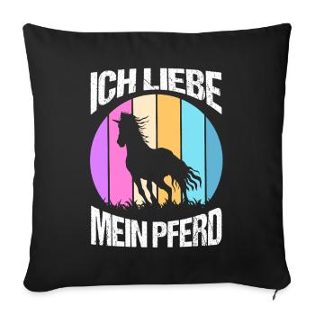Reiten Pferdeliebhaber Reiterhof Pferde - Sofakissenbezug 45 x 45 cm - Schwarz - Vorne