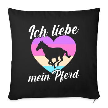 Reiten Pferdeliebhaber Reiterhof Pferde - Sofakissenbezug 45 x 45 cm - Schwarz - Vorne