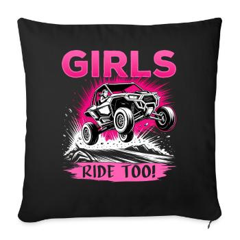 UTV Off Road Girl Woman 4 Wheeler Side by side - Sofakissenbezug 45 x 45 cm - Schwarz - Vorne