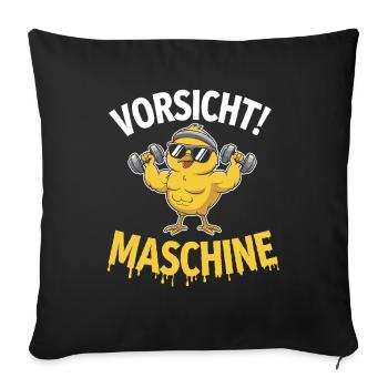  Vorsicht Maschine Lustiges Fitness Küken Mit - Sofakissenbezug 45 x 45 cm - Schwarz - Vorne