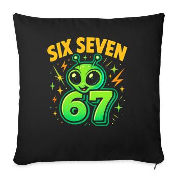 Six Seven 67 Italian Brainrot Alien Humor Funny - Sofa pillowcase 17,3'' x 17,3'' (45 x 45 cm) - black - Front
