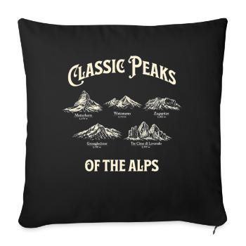 Classic Peaks of the Alps Vintage Mountains - Sofa pillowcase 17,3'' x 17,3'' (45 x 45 cm) - black - Front