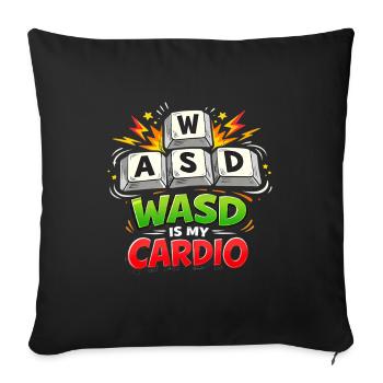 Funny Gaming Keyboard WASD My Cardio Gamer - Sofa pillowcase 17,3'' x 17,3'' (45 x 45 cm) - black - Front