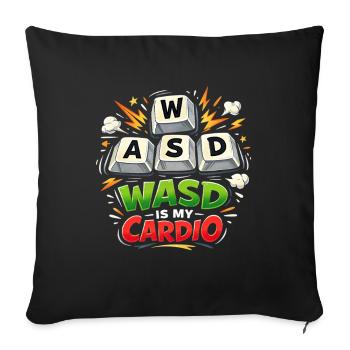 Funny Gaming Keyboard WASD My Cardio Gamer - Sofa pillowcase 17,3'' x 17,3'' (45 x 45 cm) - black - Front