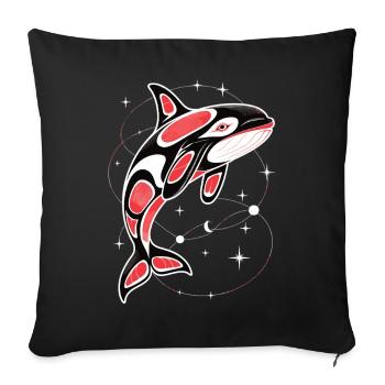 Orca T-Shirt Killerwal Wal - Sofakissenbezug 45 x 45 cm - Schwarz - Vorne