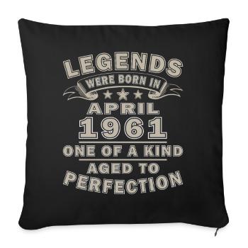Original 1961 Vintage 1961 Anniversaire rétro 1961 - Housse de coussin décorative 45 x 45 cm - noir - Devant