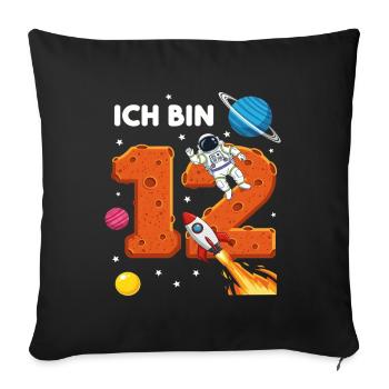 Ich bin 12 Astronaut Weltraum Geburtstag - Sofakissenbezug 45 x 45 cm - Schwarz - Vorne