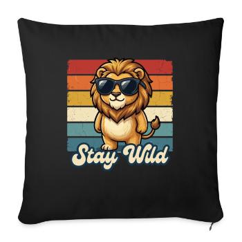 Lion Stay Wild Kids Shirt Cadeau drôle - Housse de coussin décorative 45 x 45 cm - noir - Devant