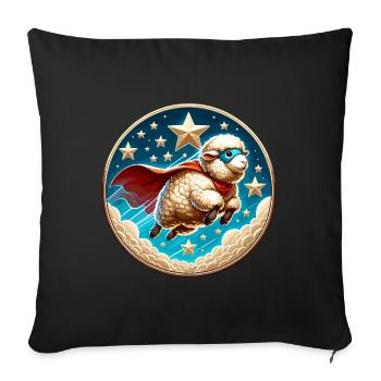 Superhéros mouton Héros laine de mouton - Housse de coussin décorative 45 x 45 cm - noir - Devant