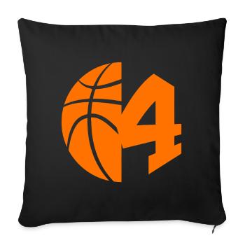 NR. 4 BASKETBALL NUMMER 4 BASKETBALL 4. GEBURTSTAG - Sofakissenbezug 45 x 45 cm - Schwarz - Vorne