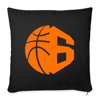 NR. 6 BASKETBALL NUMMER 6 BASKETBALL 6. GEBURTSTAG - Sofakissenbezug 45 x 45 cm - Schwarz - Vorne
