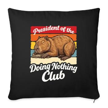 Capybara President Lazy Shirt Funny Gift - Sofa pillowcase 17,3'' x 17,3'' (45 x 45 cm) - black - Front