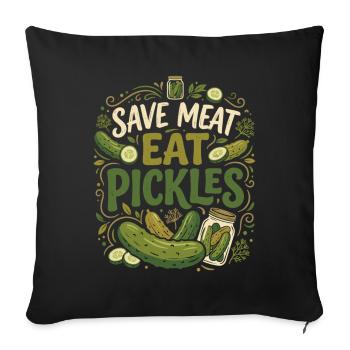 Un concombre drôle qui dit : Sauve la viande, mange des cornichons - Housse de coussin décorative 45 x 45 cm - noir - Devant