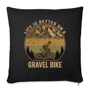Gravel Bike Mountains Aventure à vélo rétro - Housse de coussin décorative 45 x 45 cm - noir - Devant