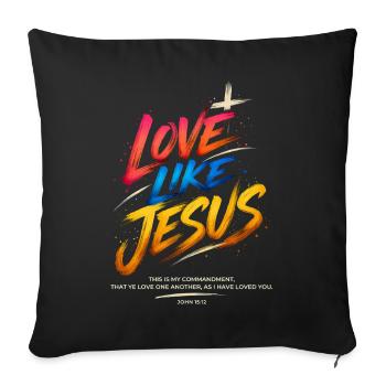 Verset biblique de Jésus, La voie de la vérité, la vie - Housse de coussin décorative 45 x 45 cm - noir - Devant