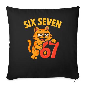 Six Seven Katze 67 Italian Brainrot Humor - Sofakissenbezug 45 x 45 cm - Schwarz - Vorne