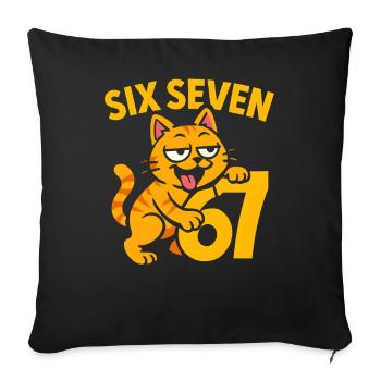 Six Seven Katze 67 Italian Brainrot Humor - Sofakissenbezug 45 x 45 cm - Schwarz - Vorne