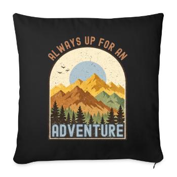 Camping, camping, camping, montagnes nature en plein air - Housse de coussin décorative 45 x 45 cm - noir - Devant