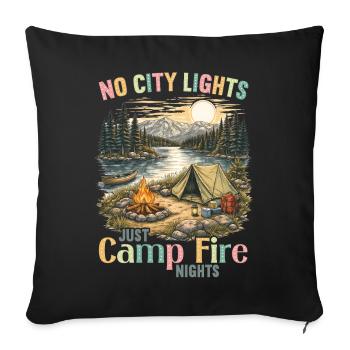 Camping, camping, camping, montagnes nature en plein air - Housse de coussin décorative 45 x 45 cm - noir - Devant
