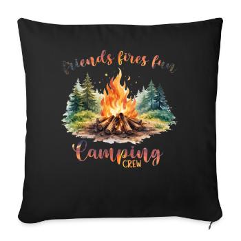 Camping, camping, camping, montagnes nature en plein air - Housse de coussin décorative 45 x 45 cm - noir - Devant