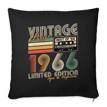 Vintage, 1966, Vintage Retro, Cadeau d’anniversaire - Housse de coussin décorative 45 x 45 cm - noir - Devant