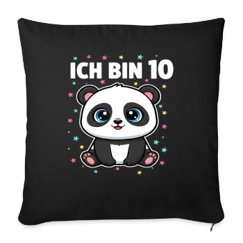 Ich bin 10 - Süßes Panda zum 10. Geburtstag - Sofakissenbezug 45 x 45 cm - Schwarz - Vorne