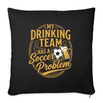 Chemise de bière de football Cadeau drôle Fan de football - Housse de coussin décorative 45 x 45 cm - noir - Devant