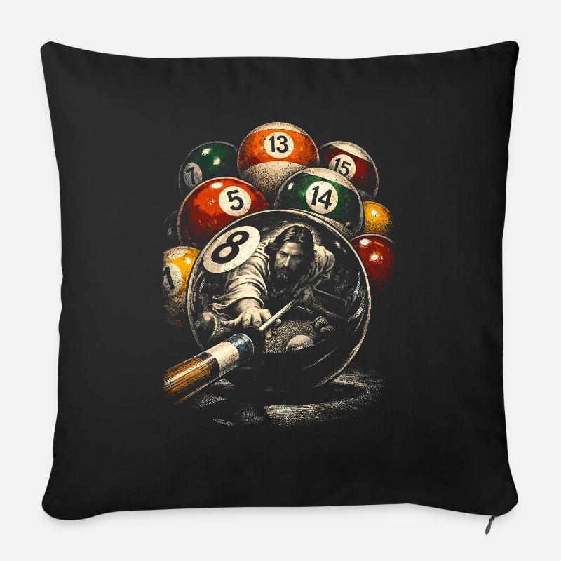 8-Ball Billiards Jesus - Sofa pillowcase 17,3'' x 17,3'' (45 x 45 cm) - black