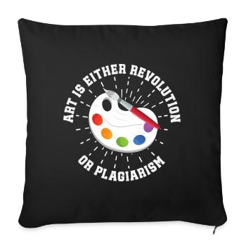 Drôle d’art peintre : l’art est une révolution ou du plagiat - Housse de coussin décorative 45 x 45 cm - noir - Devant