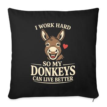 Donkey Lover Donkey Funny Donkey Farm Animal - Sofa pillowcase 17,3'' x 17,3'' (45 x 45 cm) - black - Front