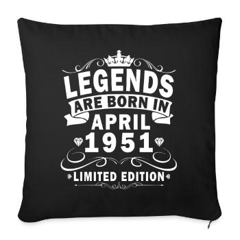 75th Birthday Gift Husband Original April 1951 - Sofa pillowcase 17,3'' x 17,3'' (45 x 45 cm) - black - Front