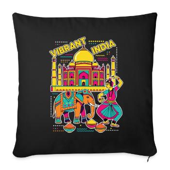 Taj Mahal de l’Inde vibrante - Housse de coussin décorative 45 x 45 cm - noir - Devant