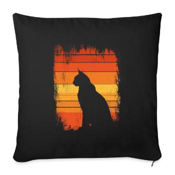 Luchs Katze Retro Wildkatze Design Naturfreund - Sofakissenbezug 45 x 45 cm - Schwarz - Vorne