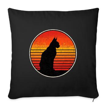 Luchs Katze Retro Wildkatze Design Naturfreund - Sofakissenbezug 45 x 45 cm - Schwarz - Vorne